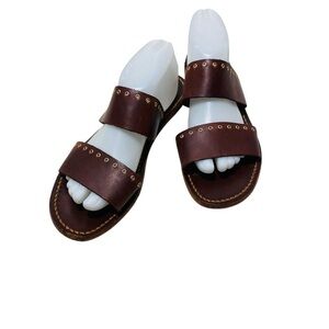 Lanapo Brown Italian Leather Studded Sandals Sz-9 (40)